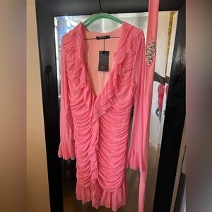 Pink deep v cut dress